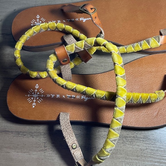 Free People Womens Tigan Sandals Thong‎ Yellow Braided Ankle Strap Summer Size 7 - Picture 6 of 7